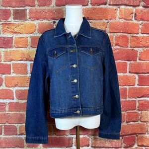 Vigoss Dark Blue‎ Denim Jacket Women’s Size Medium Front Flap Pockets